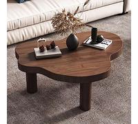 Modern Cloud-Shaped Solid Wood Coffee Table - Stylish 3-Legged Irregular Design, Rounded Edges, Thick Top for Living Room, Bedroom & Small Space Decor, Versatile Accent Piece