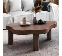 Modern Cloud Shaped Wood Coffee Table with 3 Legs, Thick Round Corners, Stylish Living Room Furniture, Unique Design for Home Décor and Comfort.