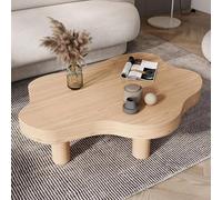 Modern Cloud Shaped Wood Coffee Table with Thickened Round Corners and 3 Legs for Living Room Furniture