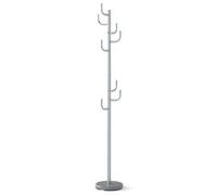Modern Coat Rack 175 Cm Clothes Rack With 8 Hooks, Weighted Base And Curved Ends, 2 Height Options, Silver