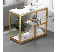 Modern Coffee Side Table with Multi Layer Storage, Sturdy Iron Frame for Living Room and Bedroom