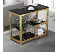 Modern Coffee Side Table with Multi Layer Storage, Sturdy Iron Frame for Living Room and Bedroom