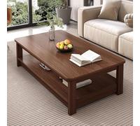 Modern Coffee Table 2-Tier Wooden Center Table with Slatted Storage Shelf Living Room Furniture for Reception (120x60x45cm)