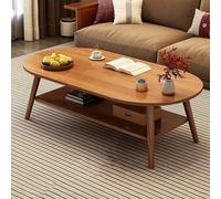 Modern Coffee Table Solid Wood Oval Accent Table with Storage Shelf Stylish Living Room Center Table for Small Apartments & Home Office