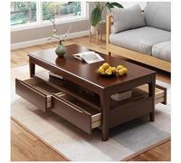 Modern Coffee Table with 4 Storage Drawers & Open Shelf, Solid Wooden Rectangle Table, Coffee Tables for Living Room, Office, Lounge, Coffee Table Mid Century Modern,Walnut,51in/130cm