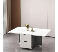 Modern Coffee Table with Hidden Cartment, Retractable Dining Table for Living Room, Space-Saving Marble Top Table for 6-8 People, and Functal (D, 1.2M)