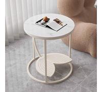 Modern Coffee Table with Storage - Mid-Century Style Side Table, High-Strength Rock Slab, Rounded Corners, Ideal for Small Spaces, Balconies & Bedrooms (Grey)