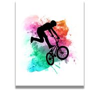 Modern Color Pop BMX Wall Art | Extreme Sports Decor | Motocross Gifts | BMX Gifts | Motocross Bedroom Decor | BMX Bike Decor | BMX Bedroom Wall Art | Teen Boys Room - 11x14 unframed print