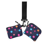 Modern Colorful Rounds Dots Black Women's Coin Wallet Card Holder Small Detachable Coin Purse Wallet Bag with Zipper Pocket for Lady 2 Pcs, modern colorful rounds dots black, One Size, Casual