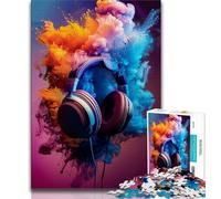 Modern Colorful Splash Headphones 1000 Piece Jigsaw Puzzle for Adults And Teenagers,Educational Games Home Decoration Deal As Gifts for The Whole Family (75x50cm)