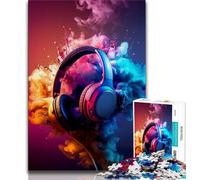 Modern Colorful Splash Headphones 1000 Piece Jigsaw Puzzles for Adults Gifts,Help The Brain Exercise Addictive Toys to Cultivate Patience Suitable for Couples (75x50cm)