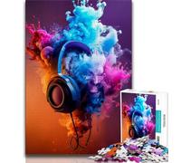 Modern Colorful Splash Headphones Jigsaw Puzzles for Adults,for Educational Game Challenge Toy for Is Ideal As A Gift for The Whole Family 50x75cm