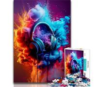 Modern Colorful Splash Headphones Jigsaw Puzzles for Teenagers 1000 Jigsaws,Staycation Kill Time Every Piece Is Unique - Challenging Family Fun Game 38x26cm