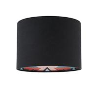 Modern Colourful Aztec Designed Lamp Shade with Black Linen Fabric | 18cm x 25cm | Red Teal and Black Inner Pattern by Happy Homewares