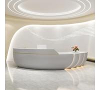 Modern Commercial Reception Desk, Arc Design with Counter, Hidden LED Strip Lights, Customizable Logo for Office, Beauty Salons, Dental Clinics & Fitness Centers