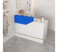 Modern Compact Desk with Lockable Drawers Keyboard Tray & Cash Register Stand Perfect for Office Salon Retail Entryway Furniture Space-Saving Design