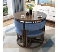 Modern Compact Dining Table and Chair Set for 4 Round Low Dining Table for Living Room Kitchen Conference Room Reception Area Space Saving Design