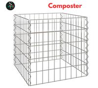 Modern Composter Grey Steel Garden Outdoor Composting Bin Rectangular vidaXL