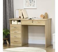 Modern Computer Desk Gaming Workstation w/ Lockable Drawers for Home Study HOMCOM Brown One Size
