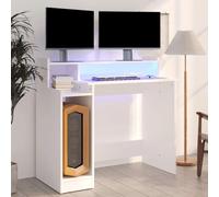 Modern Computer Desk Study Table Writing Desk Organiser With LED Lights vidaXL