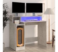 Modern Computer Desk Study Table Writing Desk Organiser With LED Lights vidaXL