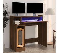 Modern Computer Desk Study Table Writing Desk Organiser With LED Lights vidaXL
