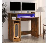 Modern Computer Desk Study Table Writing Desk Organiser With LED Lights vidaXL