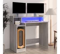 Modern Computer Desk Study Table Writing Desk Organiser With LED Lights vidaXL