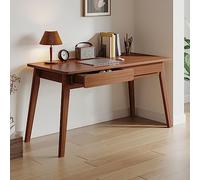 Modern Computer Desk with 2 Drawers Solid Wood Legs Compact Study Table for Small Spaces Stylish Workstation (120 x 55 x 75 cm) Walnut Finish
