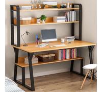 Modern Computer Desk with Hutch & Bookshelf SpaceSaving Home Office Workstation Stylish Writing Desk & Study Table for Efficient Work Storage & Organization