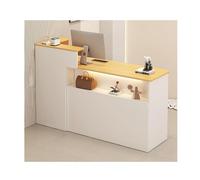 Modern Computer Desk with LED Light, Reception Counter Table for Small Office, Salon Checkout, Stylish Front Desk Design (B, Right_L120CM/47.2IN)