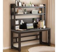 Modern Computer Desk with Storage Shelves Executive Writing Desk for Home Office PC Gamer Workstation Stylish Study Furniture for Stationery & Headphones Ideal for Green Plant Decor