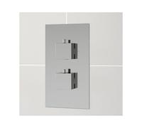 Modern Concealed Shower Valve Thermostatic Square Controls Chrome Twin Outlet