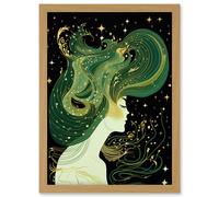 Modern Concept Art Aurora Borealis Illustration Artwork Framed Wall Art Print A4 Artery8 Light Oak One Size