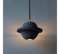 Modern Concrete Cement Pendant Light Creative Planet Shape LED Hanging Nordic 5W Warm White Indoor Chandelier for Kitchen Island Bedroom(Sand Black)