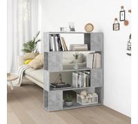 Modern Concrete Grey Bookshelf Room Divider - Slim Storage Cabinet with 4 Shelves 100x24x124 cm Stylish Wood Design for Living Room & Office nization