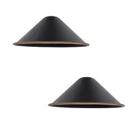 Modern Cone Lamp Shades 2 Pack, 22cm Black Gold Line Edge Light Shades for Ceiling Pendant & Table Lamps, 8cm Height, 4cm Hole, E27 Easy Fit Replacement Lampshade