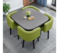 Modern Conference Room Coffee Table Set with 4 Chairs, Stylish Office Reception Furniture, 80cm Green Cotton Linen Negotiation Table for Meeting Room