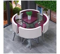 Modern Conference Room Dining Set - Vintage PU Chairs & Tempered Glass Table Cushioned Back for Home Cafe Office & Hotel - Stylish Leisure Furniture 2 Pieces