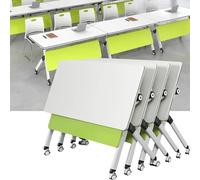Modern Conference Room Table - 4 Pack Folding Training Tables Mobile Flip Top Seminar Tables with Caster Wheels Rolling Office Meeting Table 47.2" x 21.6"