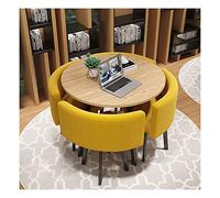 Modern Conference Room Table Business Coffee Table Leisure Table and Chair Set Cafe Balcony Living Room Simple Round Dining Table Office Business Meeting Reception Cotton Linen (Color : Red) (Yellow