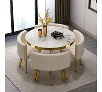 Modern Conference Table Set with 4 Chairs - Compact Office Meeting Room Table for Kitchen, Dining, Living Room, and Bedroom - Stylish, Space-Saving Design