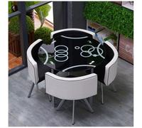 Modern Conference Table Set with Chairs Space-Saving Round/Square Dining Table for Home Reception Living Room & Lounge Furniture 2-Person Dining Set