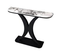 Modern Console Accent Table for Entryway Hall, Half Moon Glam Sofa Table with Scratch Resistant Top and Stable Metal Frame, Italian Style