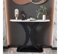 Modern Console Accent Table for Entryway Hall, Half Moon Glam Sofa Table with Scratch Resistant Top and Stable Metal Frame, Italian Style