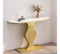 Modern Console Accent Table with Geometric Metal Base, Stylish Narrow Long Sofa Table for Living Room, Hallway, Foyer