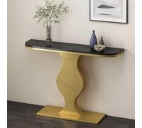 Modern Console Accent Table with Geometric Metal Base, Stylish Narrow Long Sofa Table for Living Room, Hallway, Foyer