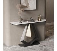 Modern Console Sofa Table with Metal Frame, Rock Panel Design for Living Room, Foyer, Hallway, Entryway - Stylish Decorative End Table
