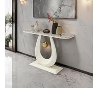 Modern Console Table for Entryway Narrow Industrial Couch Table with Elegant Metal Frame Contemporary Accent Table for Living Room Hallway (White 120x30cm)