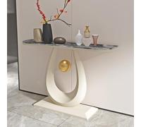 Modern Console Table with Geometric Metal Legs, Narrow Entryway Table for Hallway, Living Room, Sofa Table (White, 80cm/31.5in) - Stylish Entry Fur